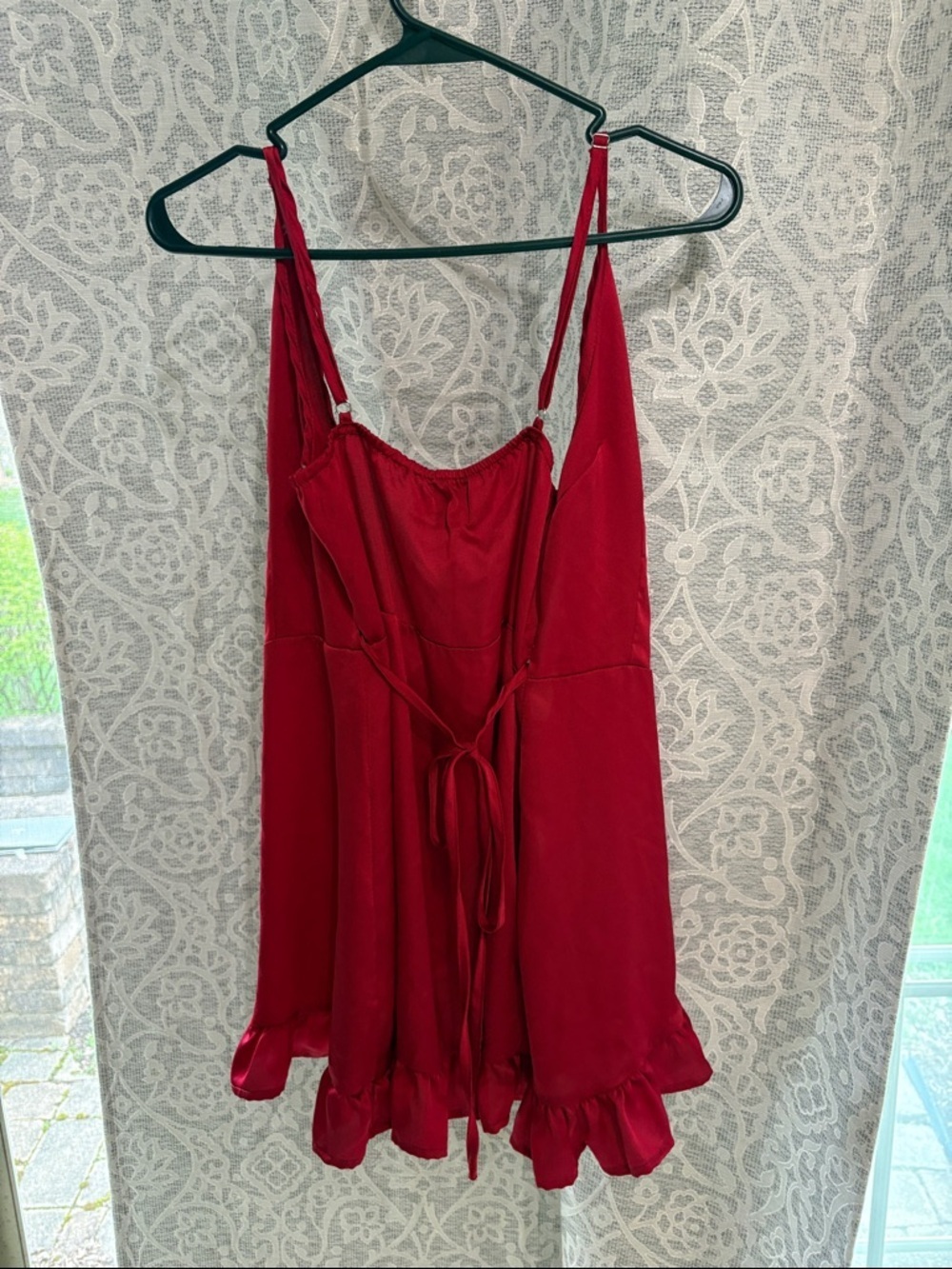 Polly My Jewel Mini Dress Wine - Red Ruffle Slip Dress - NWT - Picture 2 of 5